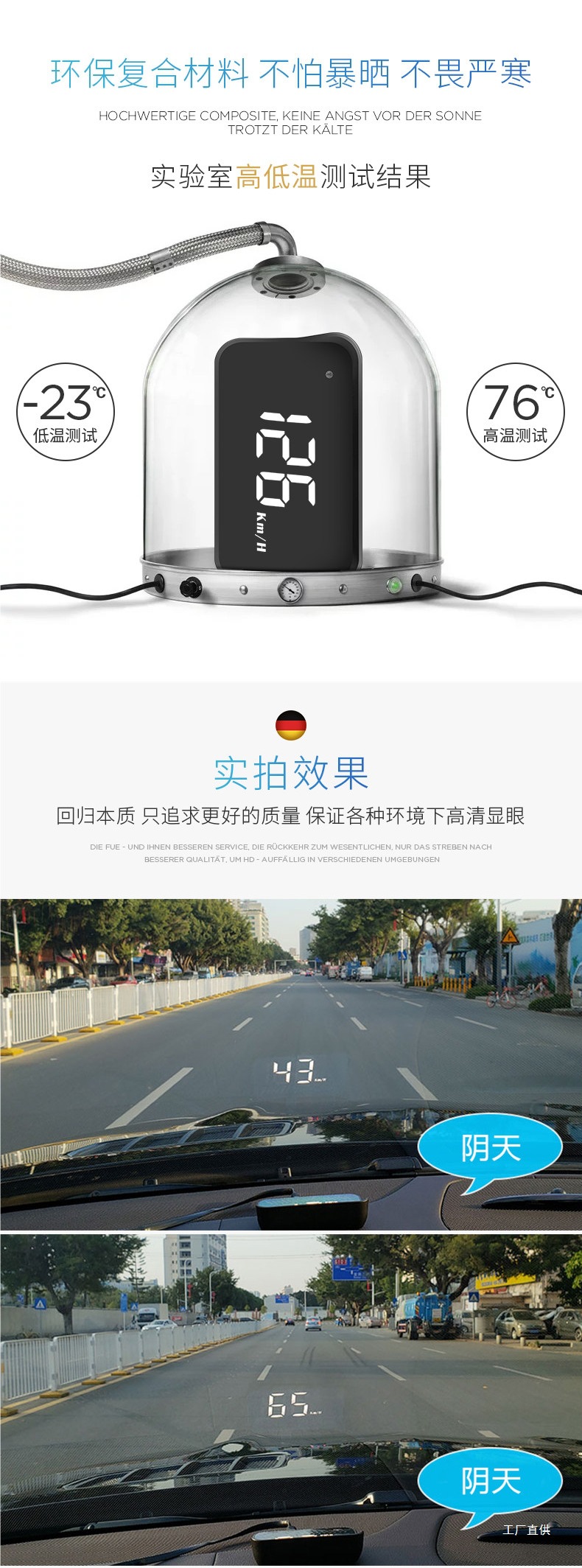 【Official Genuine Product】Car Hud Head-Up Display Universal Obd Speed Display Multifunctional Head-Up Display for Cars