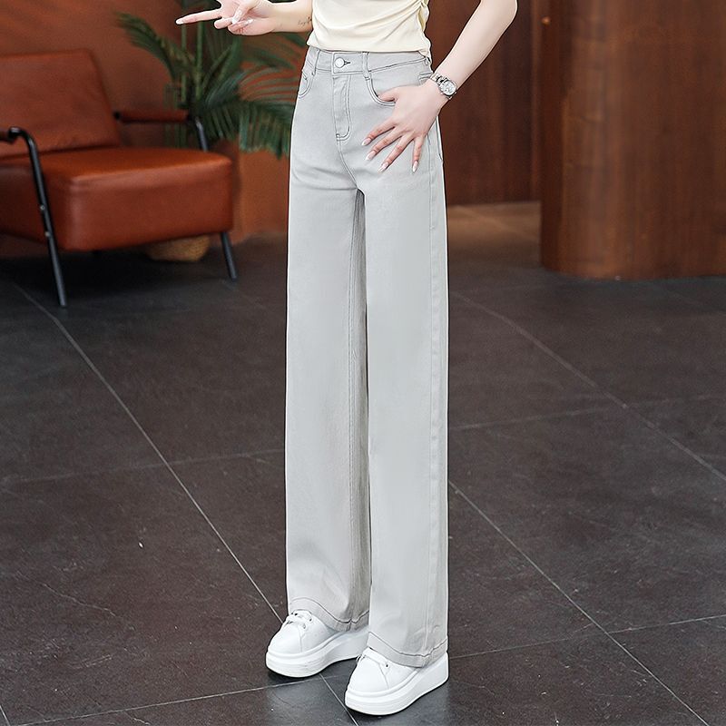 Morandi Gray Wide-Leg Jeans for Women, High-Waisted, New 2026 Spring/Autumn Model, New Slim Straight-Leg Pants Morandi Gray Wide-Leg Jeans for Women, High-Waisted, New 2026 Spring/Autumn Model, New Slim Straight-Leg Pants