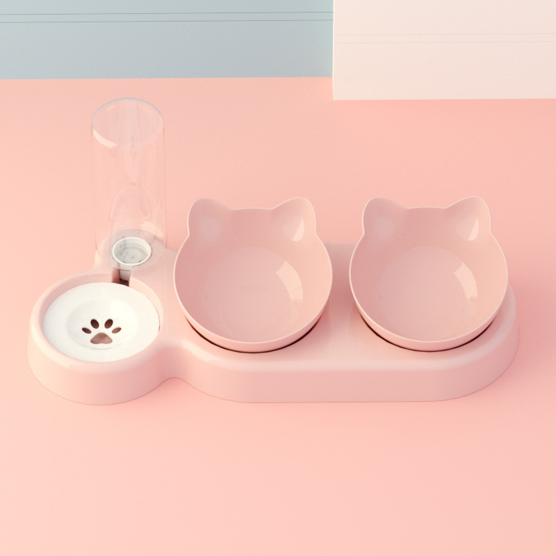 고양이 유형 세 그릇 [빛 핑크] 핑크 그릇