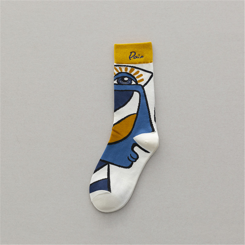 Calcetines largos para niña, resistentes a los olores, artísticos, de color sólido, de puro algodón, calcetines de estudiante a media pantorrilla, prendas de vestir exteriores de otoño, cintura alta de calle colorida y moderna.