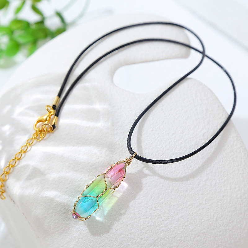 Wholesale Jewelry Transparent Rhombus Color Crystal Pendant Necklace Nihaojewelry display picture 4