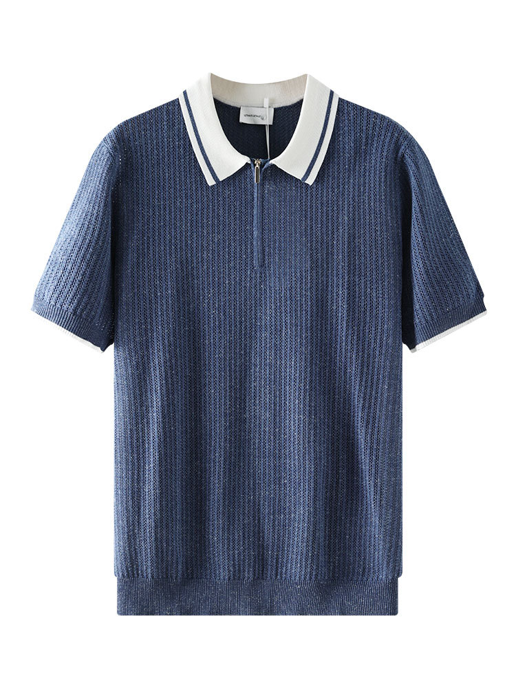 Polo de hielo para hombre, camiseta de punto de hombre, cuello de verano de manga corta, camiseta transpirable de lujo, ropa de negocios para hombres