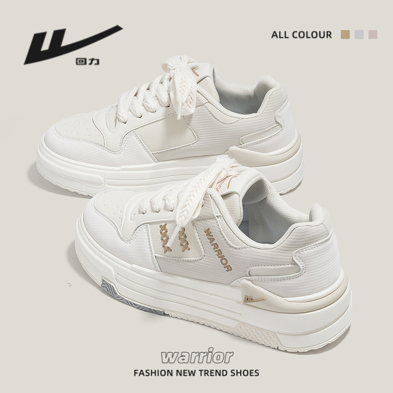 Warrior Women's Shoes White shoes 2023 Spring and autumn season new pattern The thickness of the bottom skate shoes ins Versatile motion leisure time shoes