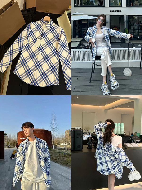 Shenzhen Nanyou European products bbr high version twill plaid shirt bur new flannel plaid shirt coat
