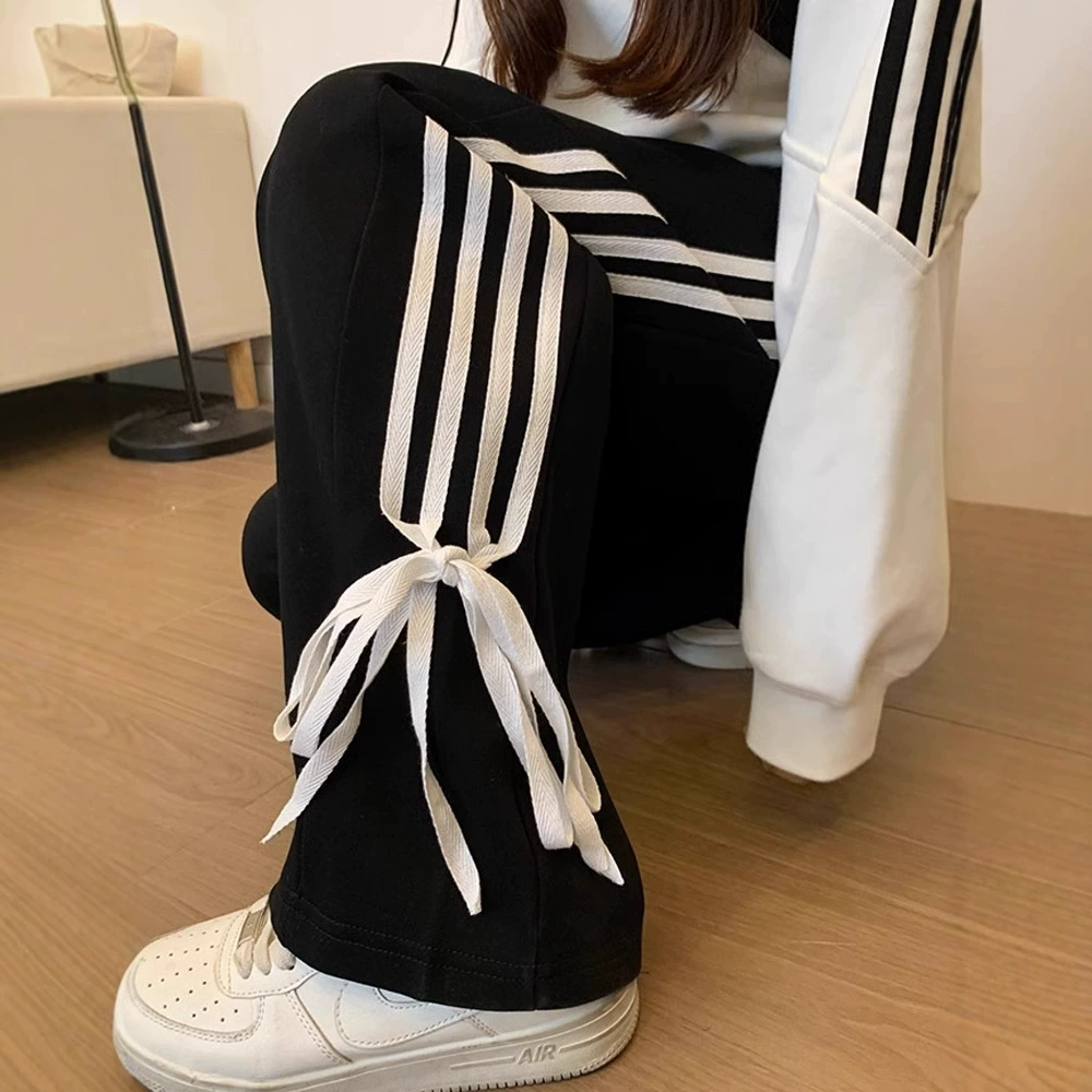 Спортивные брюки с бантом Женская весна и осень 2024 новая высокая талия свободного отдыха