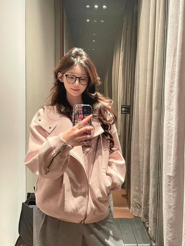 翻领连帽即墨卫衣外套女秋斜拉链设计感长袖韩系穿搭秋季新款女装|undefined