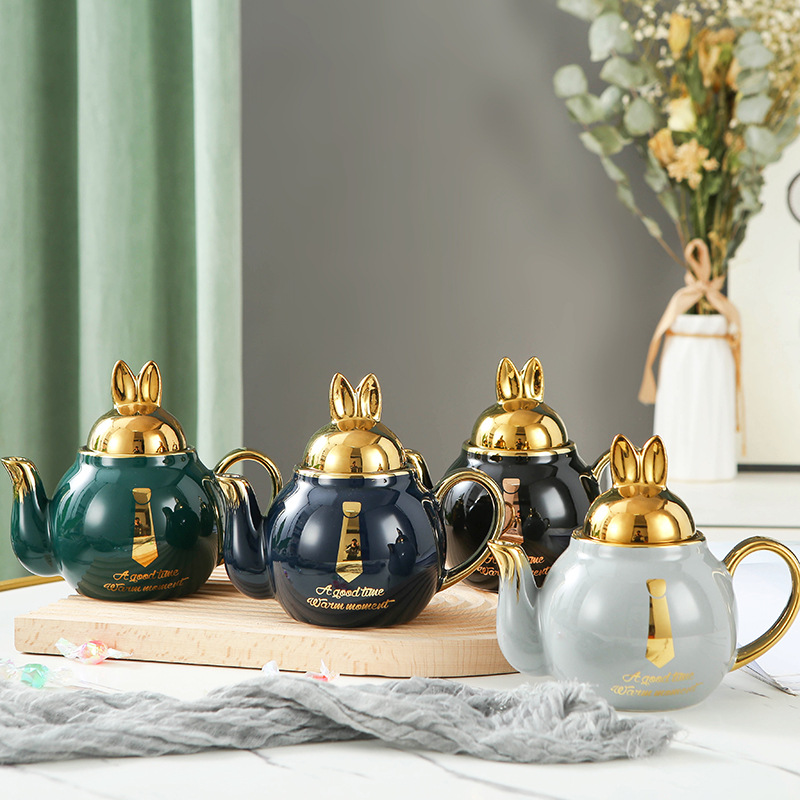 Juego de agua de cerámica de lujo ligero taza de agua doméstica hervidor de agua combinación resistente a altas temperaturas de gran capacidad Taza set FESTIVAL DE medio otoño traje de regalo