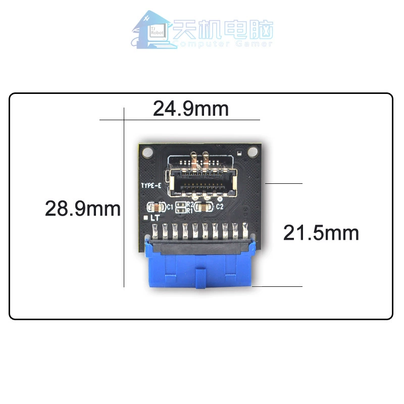 Кабель-переходник USB3.0 на TYPE-E, 9-контактный/19-контактный штекер → TYPE-E для передней панели USB