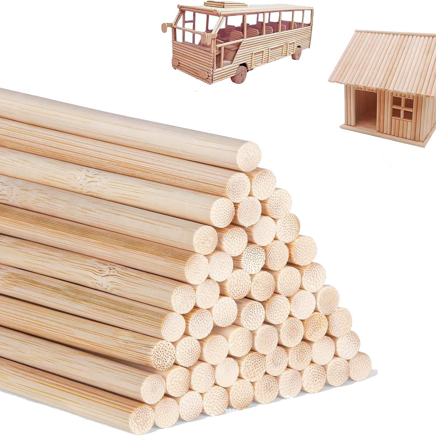 Madera sólida redonda punta pulida palo de madera multifuncional palo de madera largo accesorios de artesanía de madera personalizados palo de madera