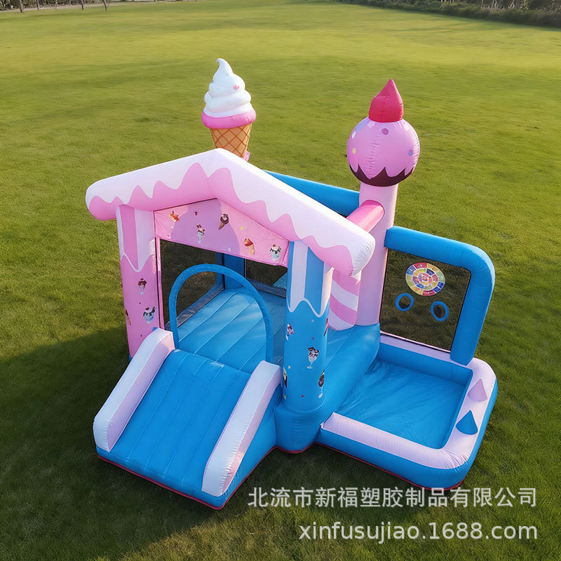 Transfronterizos para el hogar pequeño castillo de helados inflables para niños indoor y outdoor jumping cama diapositiva juguetes