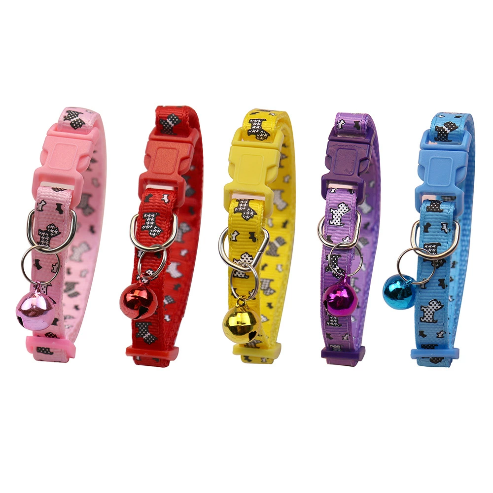 Pet Bell Воротник Собака Кошка Регулируемый ошейник Тяговый ошейник Мультфильм Милая собака Принт Cross Border