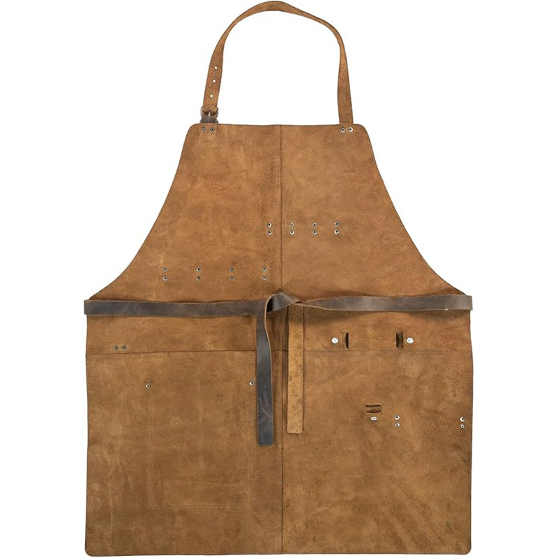 Amazon Europa y los Estados Unidos retro PU delantal artesanos ropa de trabajo de carpintería multifuncional delantal de cuello al por mayor