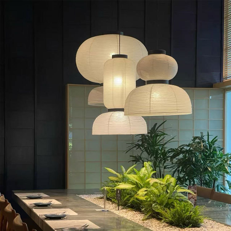 Japanese Wabi-Sabi Style Restaurant Chandelier Designer Lantern Rice Paper Lamp Isamu Noguchi Art Decoration Bar Table Lamp