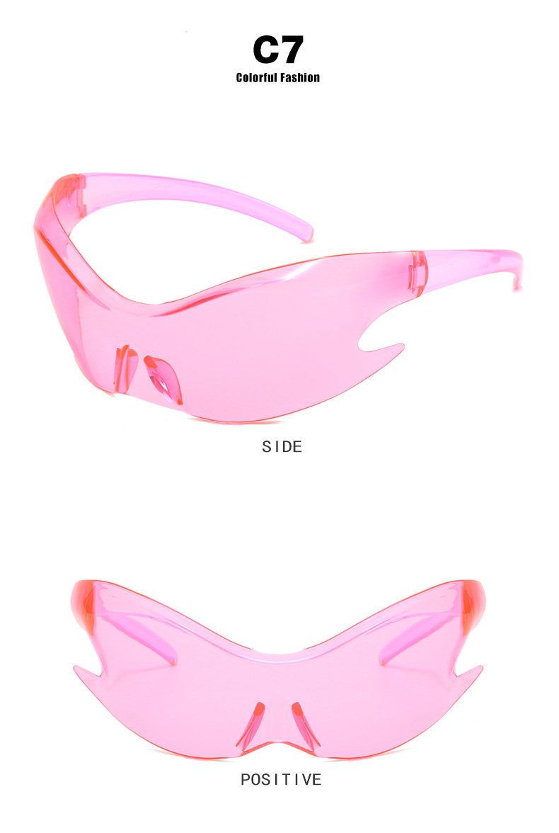 Exagéré Punk Vêtement De Rue Bloc De Couleur Pc Miroir De Forme Spéciale Sans Cadre Sport Lunettes De Soleil display picture 1