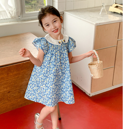Girls' Skirt Embroidery Baby Collar Sleeveless Dress Princess Dress 2024 Summer New Fashion Foreign Trade Children's Clothing Drop Shipping 