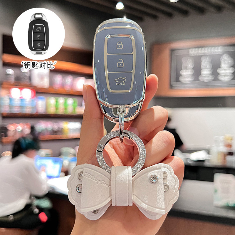 [modern k style] silver edge blue + white bow