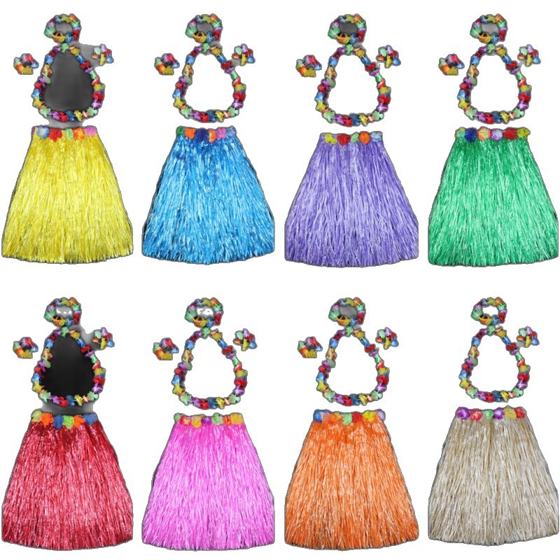 Halloween 30cm de longitud hula disfraz espectáculo de guirlandas hawaiano juego de falda de paja para niños