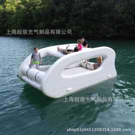 水上充气游艇船屋户外度假村钓鱼露营艇皮太阳能动力浮台便携式