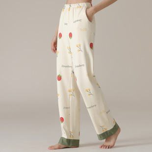 Women's Cotton Pajama Pants 2024 New Summer Sweet Cartoon Trousers Thin Summer Cotton Casual Home Pants