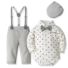 宝宝春秋新款礼服男童绅士西服套装婴幼童长袖背带哈衣婴儿衣服