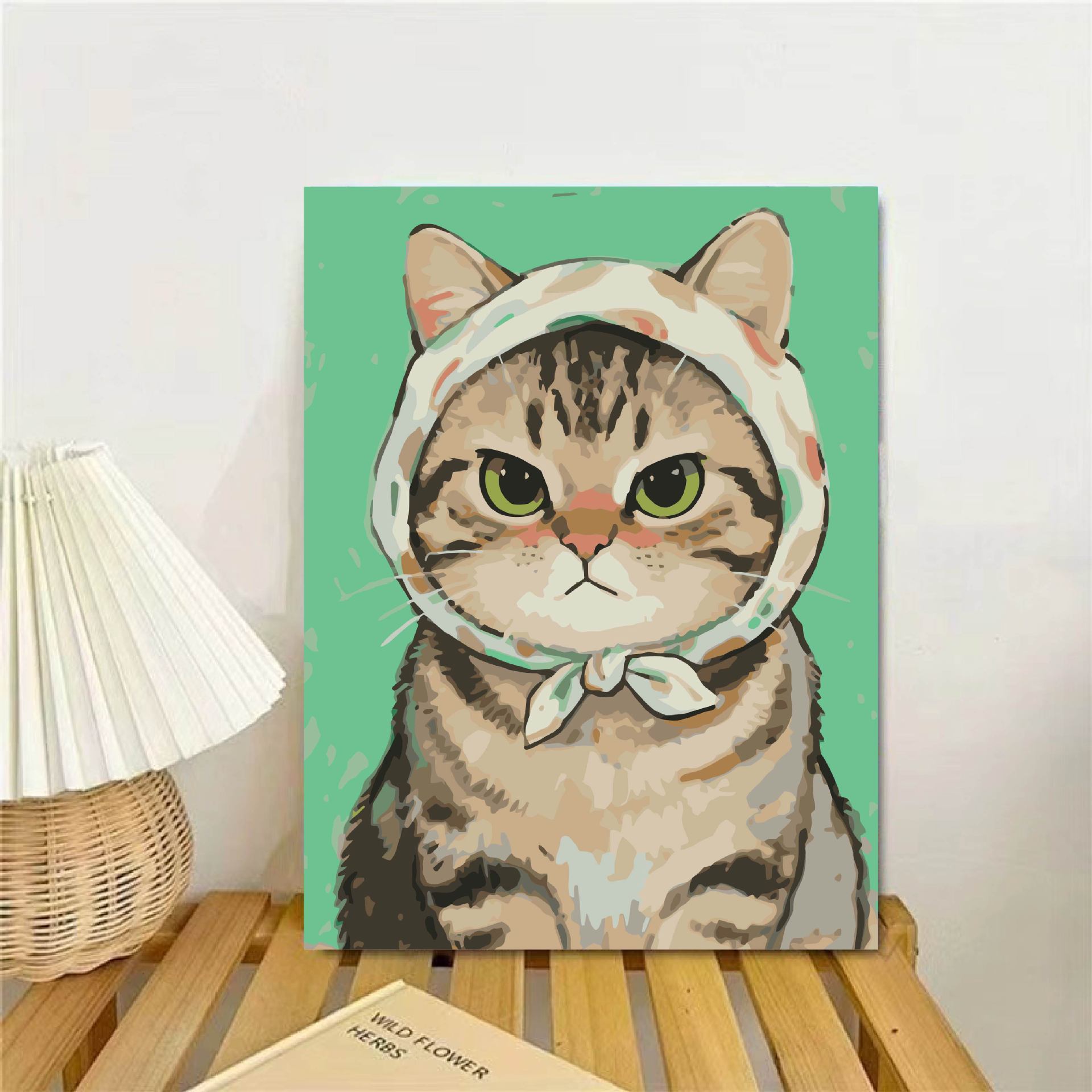Cariño gatito DIY pintura al óleo digital curar dibujos animados animales hechos a mano regalo acrílico pintura al óleo de color descompresión