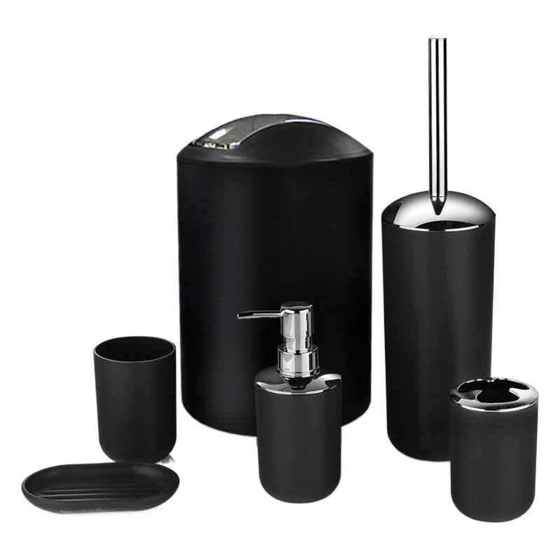 En stock Baño de plástico de lavado de cuatro piezas simple Baño de seis piezas conjunto de suministros cepillo de dientes enjuague bucal taza Kit de combinación