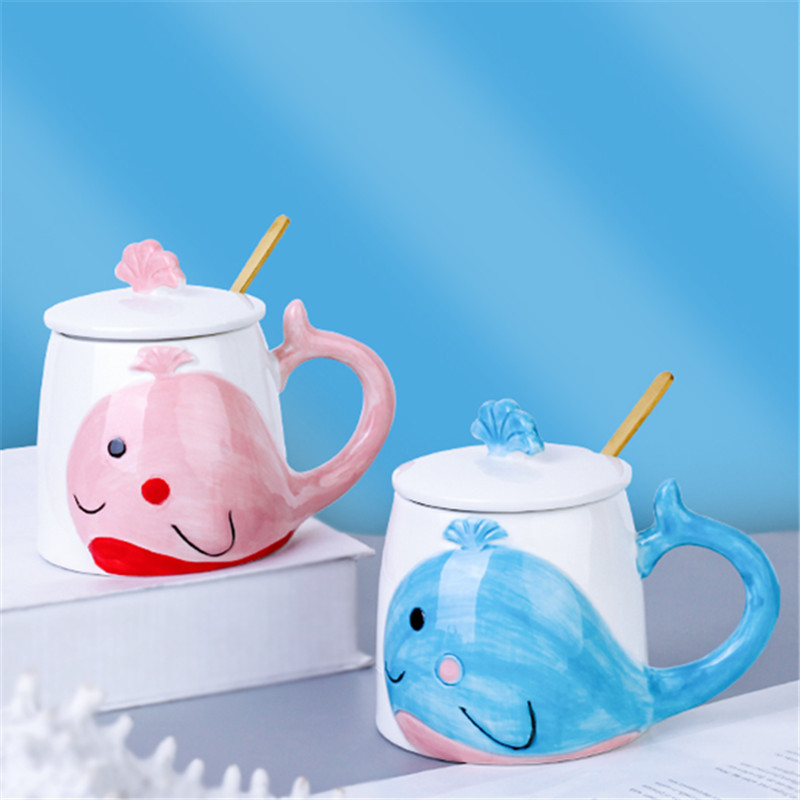 Creativa Corona de cerámica taza linda chica pareja Taza agua pintada a mano dibujos animados práctico regalo al por mayor