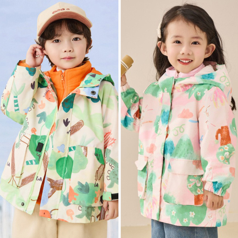 Wholesale children's clothing 2026 children's windbreaker spring and autumn winter new style boys and girls toddlers fleece two-piece set