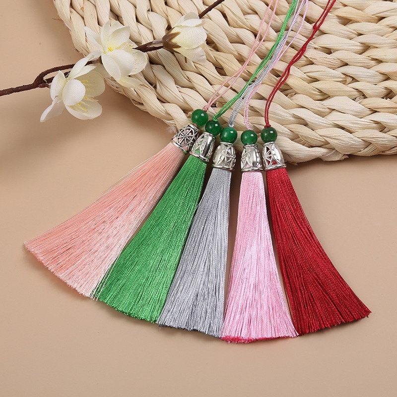 流蘇冰絲穗服裝頭飾合金鏤空綠珠玉流蘇吊穗香包穗子小掛件流蘇