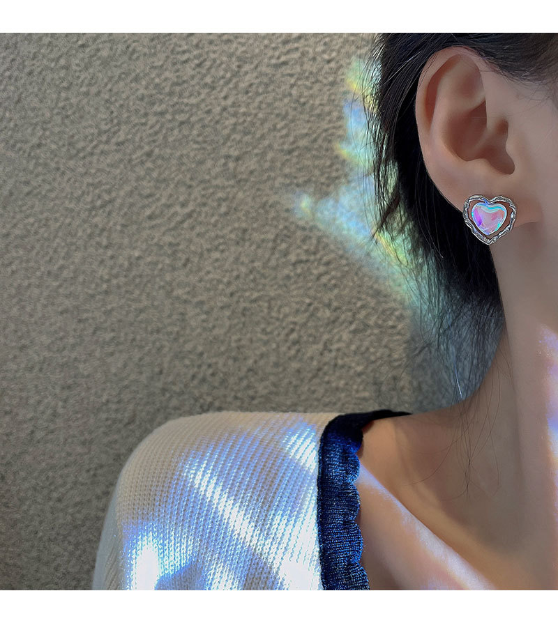 Fashion Heart Shape Resin Copper Plating Ear Studs 1 Pair