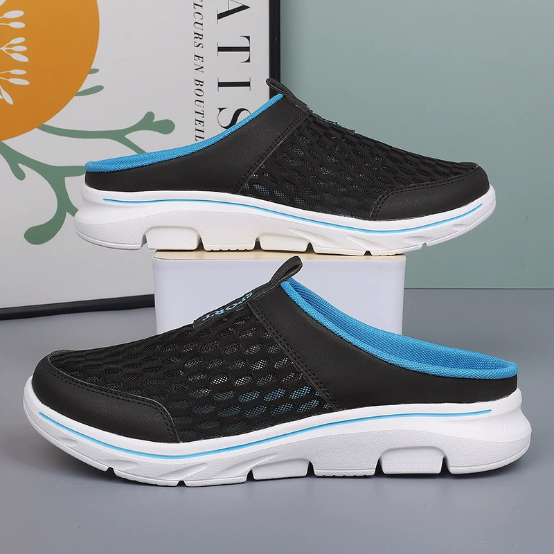 Летние кроссовки больших размеров для женщин 2025 года, парные сандалии и шлепанцы, однополые полуслипоны, дышащие легкие туфли с открытым носком