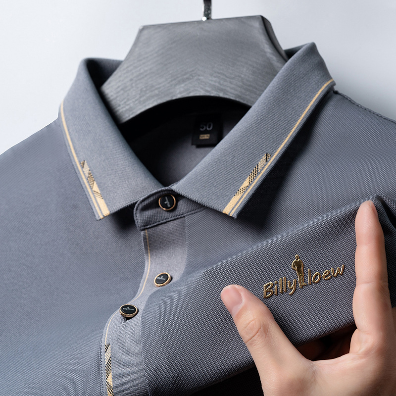 Polo estiva a maniche corte in cotone 50% Nuova maglietta business e casual per top antibatterico con colletto ribaltabile da uomo_voghion.com