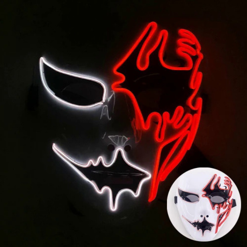 Máscara LED Luminosa de Halloween de Plástico Pintada a Mano para Fiesta