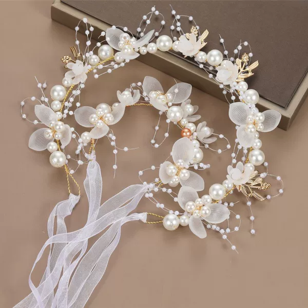 Flower Wreath Headband Headdress Princess Fairy Flower Girl Wedding Headpiece Girl Headband Hair Accessory Girl Hairpin Pearl