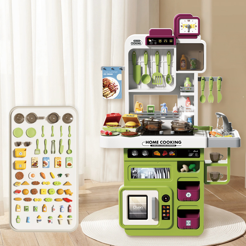 Cocina infantil juguetes simulación de cocina a vapor mesa de trabajo set de platos de cocina de alimentos