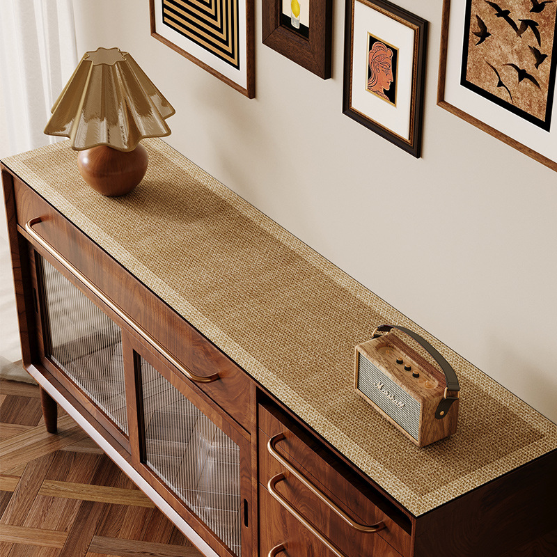 Japanese Style Log Style High-grade Sideboard Mat Dining Table Shoe Cabinet Protective Mat Wipe Wash-free Dustproof Bedside Table Mat