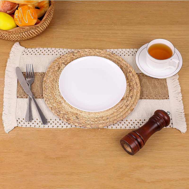 Pellina de maíz de paja de calabaza alfombra de mesa japonesa tejida a mano alfombra de aislamiento térmico taza de calderas de cocina