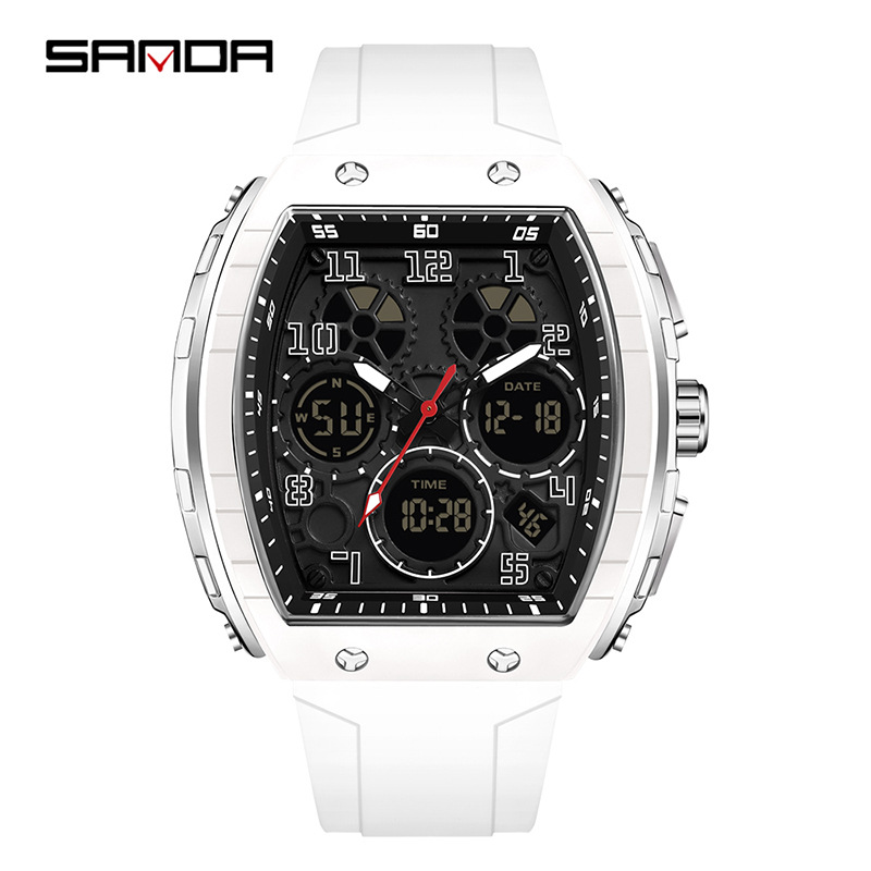 SANDA marca reloj electrónico digital multi-funcional de moda reloj de los hombres de moda de silicona impermeable reloj de alarma reloj de los hombres