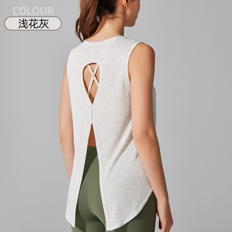 Camiseta deportiva sin mangas transfronteriza chaleco de verano para mujeres running bodybuilding suelta camiseta de yoga de secado rápido de espalda mujer