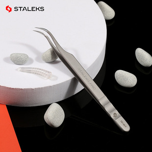 Staleks Eyelash Artist's Special Large Curved Eyelash Tweezers High-Precision Flowering Eyelash Grafting Tweezers New Te-41-1