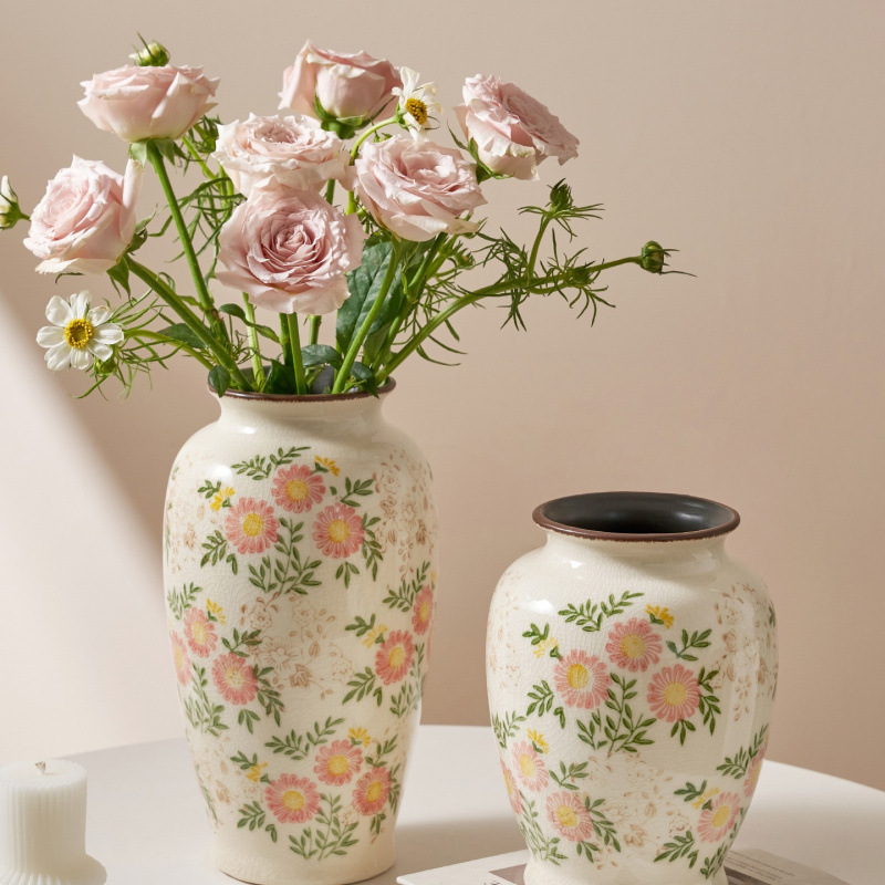 Floral de cerámica francesa estilo retrógrado simple estilo americano pastoral feng shui para cultivar flores decoración de la sala de estar nicho