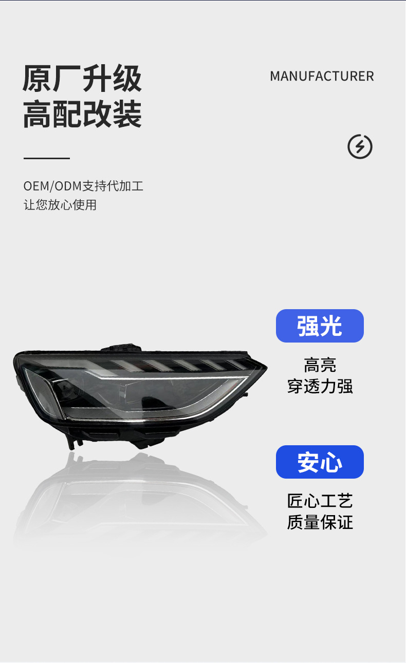 Suitable for 20-25 Model Audi A4Lb9 Matrix Headlight Assembly, Original Car Light Modification to High-End Led Daytime Running Lights
