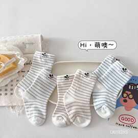 逗库26秋冬季新款婴儿袜宝宝袜子可爱日系卡通条纹中筒袜防滑袜