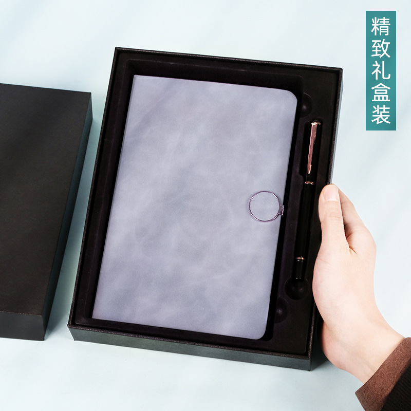 Cuaderno de notas de botón redondo simple y fresco personalizado A5 diario de oficina de negocios engrosado cuaderno de notas de línea horizontal puede imprimir logotipo