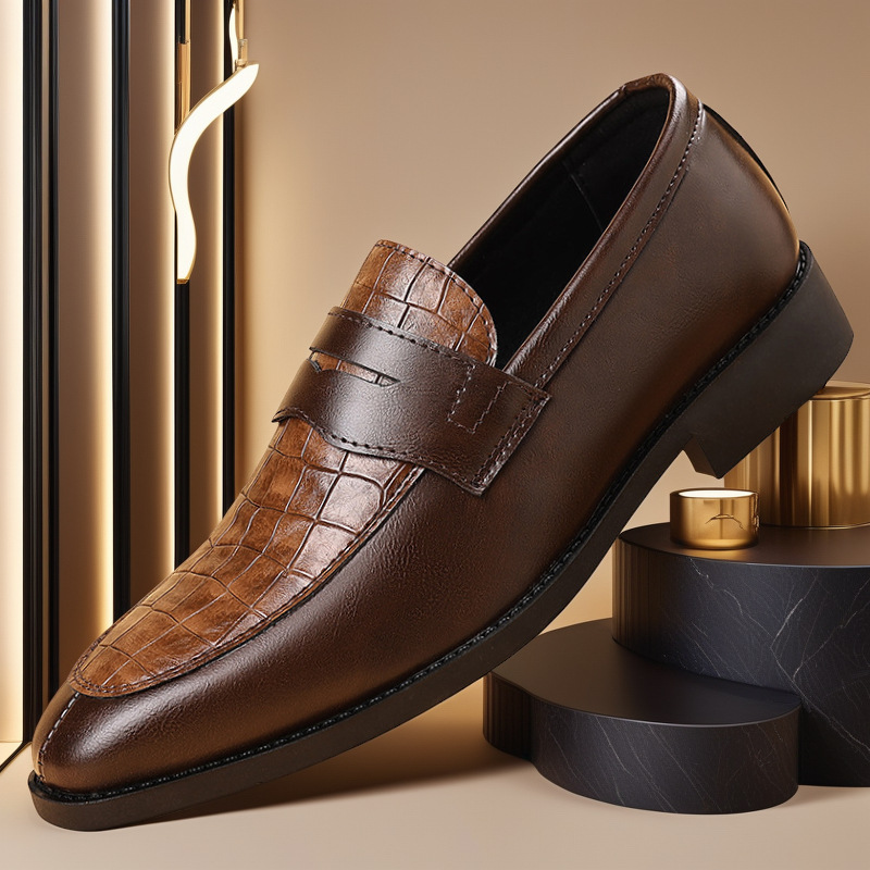 春秋新款跨境男鞋新款商务正装休闲鞋男士英伦韩版套脚大码皮鞋男