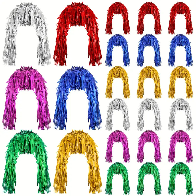 New Multicolor Rain Silk Hat Wig Bright Gold Tassel Headwear Cheerleading Carnival Party Decorative Metal Wire Headgear New Multicolor Rain Silk Hat Wig Bright Gold Tassel Headwear Cheerleading Carnival Party Decorative Metal Wire Headgear