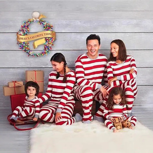 2024 in stock Amazon Family Dress Striped Christmas Family suit Autumn Long Sleeve Home Dress Ha Yi suit