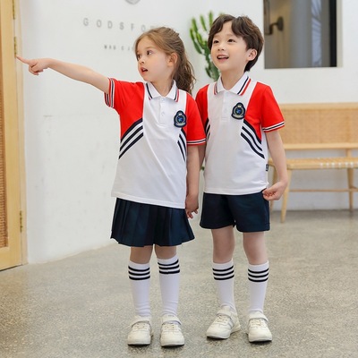 summer motion school uniform suit Primary and secondary school students Pullover Class clothes Short sleeved school uniform perform Class clothes customized wholesale