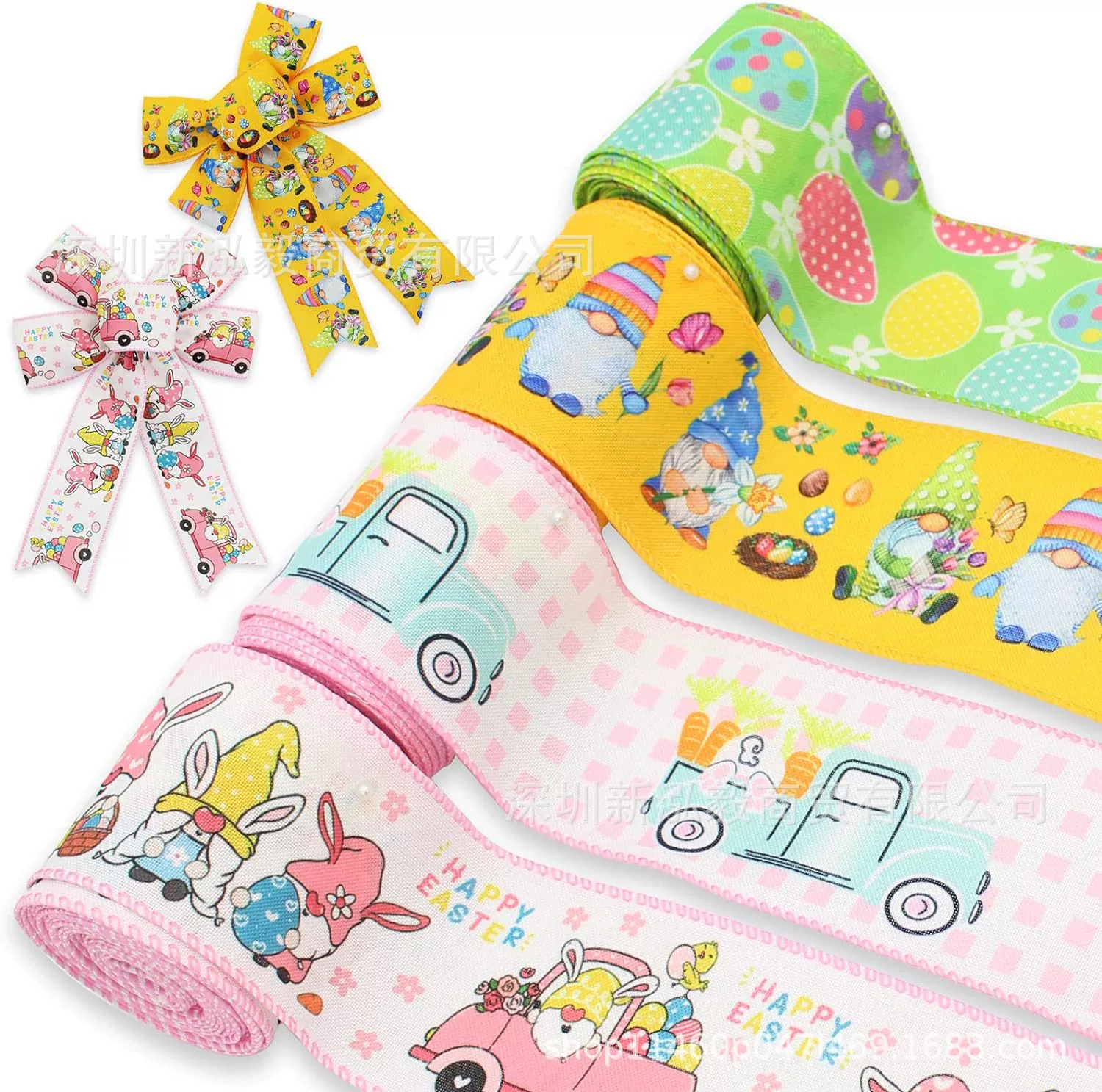 Пасхальная Проводная краевая лента красочная яичная лента Пасхальный грузовик кролик карликовая Гирлянда украшение для вечеринки