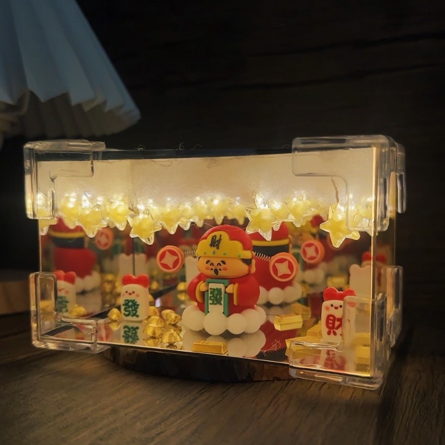 DIY lámpara de noche cubo rectangular espejo decoración hecha a mano regalo de novia iluminación LED creativa